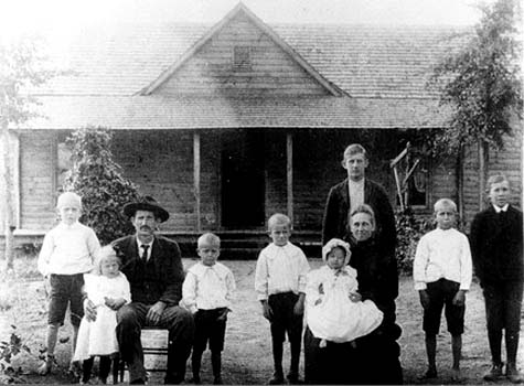 Joseph Sidney Poythress and Family
Left to Right: Arthur, Elizabeth, Joseph S., Ashton, Thomas, Lucy holding Clyde, Willie standing behind Lucy, Clinton, "Bunnie" Lewis Bunyon.